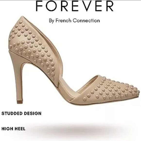 FRENCH CONNECTION'S FOREVER WOMEN'S PUMPS HIGH HEELS POINTY TOE AND STUDDED PUMP - Picture 1 of 16
